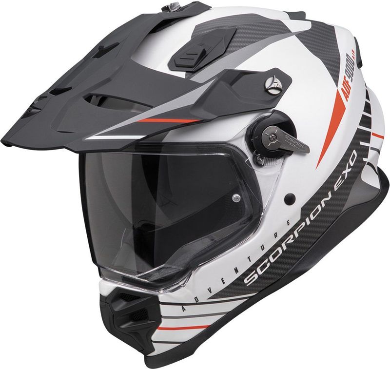 Scorpion - ADF-9000 Air - Helm - Mat Wit Zwart Rood - TCT Ultra Technologie