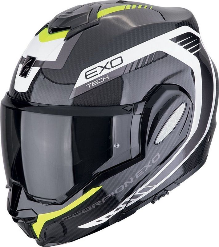 Scorpion Exo-Tech Evo Carbon Cosy Black-Neon yellow - Systeemhelm - Maat M - Motorhelm - ECE 22-06 gekeurd