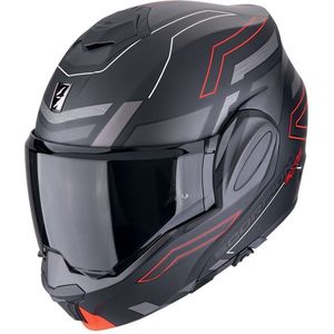 Scorpion - EXO-Tech EVO Conquer - Modulaire Helm - Mat Zwart/Rood