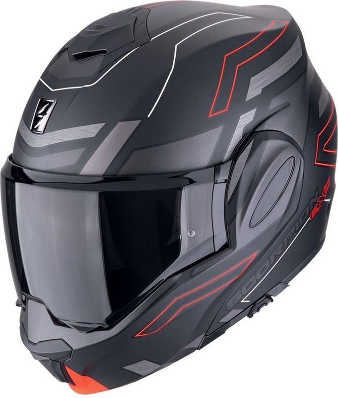 Scorpion - EXO-Tech EVO Conquer - Modulaire Helm - Mat Zwart/Rood