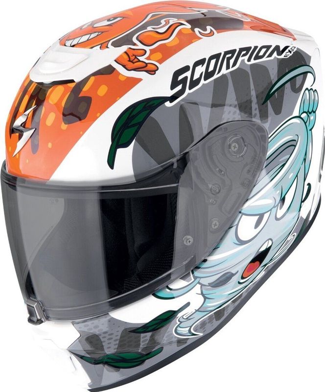 Scorpion - EXO-JNR - Motorhelm - Wit Blauw Oranje - Polycarbonaat