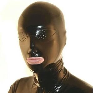 100% Latex Anti-clip Zwart Masker Kap Kap Strak Open mond 0.4mm