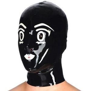 Fetish 100% Latex Masker tigth Anti-Clip Haar Cosplay Kap Strak oor 0.4mm
