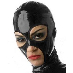 100% Latex Maske Rubber Zwart Masker Foramen magnum Cosplay Party Handgemaakte Maatwerk 0.4mm