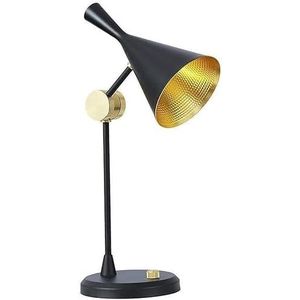 Bureaulamp Decoratief Amerikaans nachtkastje, Retro Creatief Aluminium Slaapkamerlicht, Verstelbare Nachtkastje Lamp voor Woonkamer, Zwart, Knop