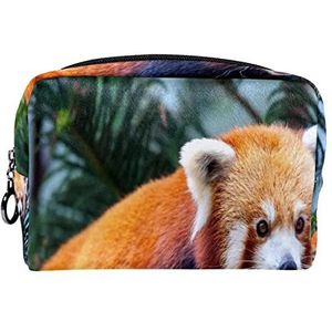 Cosmetische tas voor dames,kleine make-uptas voor portemonnee,bos en rode panda,Cosmetische reistas,make-uptasje