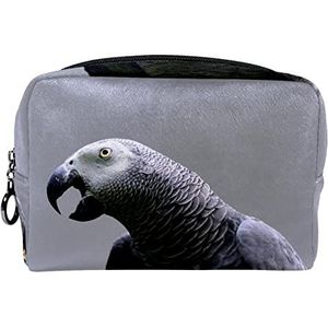 Cosmetische tas voor dames,kleine make-uptas voor portemonnee,grijze vogel papegaai,Cosmetische reistas,make-uptasje