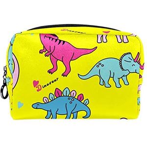 Cosmetische tas voor dames,kleine make-uptas voor portemonnee,Dinosaurus geel patroon,Cosmetische reistas,make-uptasje