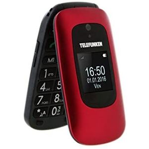 Telefunken TM 250 Izy ontgrendelde mobiele telefoon, 2 G (2,4 inch/32 MB/mono SIM/Android), rood