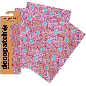 Decopatch 3 pakjes papier nr. 394 (roze ornamenten) 395 x 298 mm