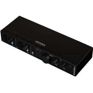 Arturia - MiniFuse 4 - Compacte USB-audio-interface in studiokwaliteit voor productie, podcast, gitaar, geleverd met creatieve softwarepakket - Zwart