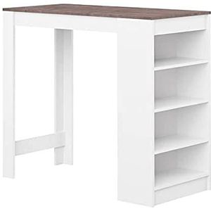 Temahome Aravis bar tafel met opberger, gemelamineerde spaanplaat, wit beton, 115 X 50 X 102,7 cm (l x b x a)