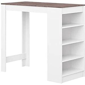 Temahome Bartafel met opbergruimte, Melamine spaanplaat, Mat Wit/Beton, 115 x 50 x 102,7 cm