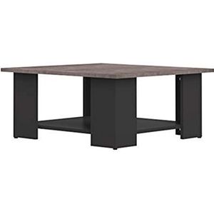 TemaHome vierkante salontafel, Melamine spaanplaat, zwart en cementeffect, 89 x 67 x 30,5 cm