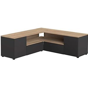 Symbiosis Hoek tv-meubel zwart en eiken naturel 130 x 130,05 x 45 cm