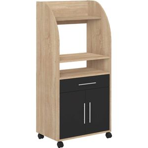 Keukenbuffet COLEEN - 2 deuren, 1 lade - Eiken en antraciet L 62.4 cm x H 138.5 cm x D 40 cm