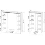 Verstelbare kledingkast EMERIC - L.112/185 cm - Wit en antraciet