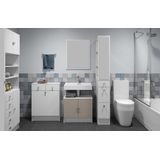 Variety - Badkamerkast - Wit - Spaanplaat met Ingebouwde Wasmand