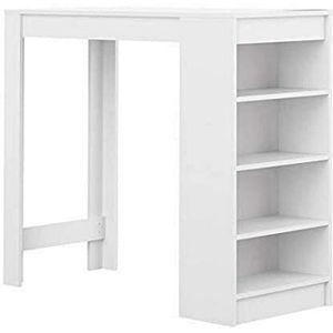 Temahome Aravis bartafel met planken, spaanplaat, melamine hars, wit, 115 x 50 x 102,7 cm (l x d x b)