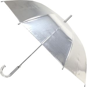 SMATI Grote paraplu Silver Metal Reflex - stabiel; diameter = 98 cm; automatische opening; paraplu voor heren/vrouwen; voor 2 personen; modieuze zilveren metalen reflex., zilver., Paraplu
