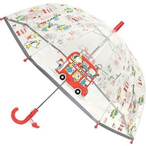 SMATI Paraplu voor kinderen, transparant, bel, fluorescerende rand, bus dieren, Eén maat