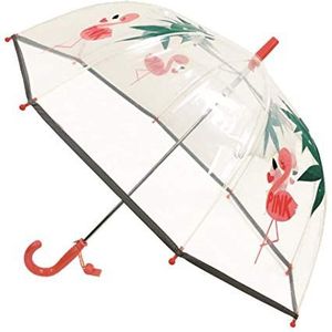 SMATI Paraplu's voor kinderen, transparante paraplu in klokvorm, de eerste fluorescerende paraplu voor de veiligheid van je kind, Flamingo roze, Uniek