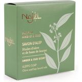 Najel - Aleppo zeep- Amber/Oud Aroma - Douche kruidenzeep aan koord - 150g