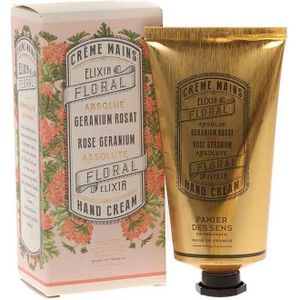 Panier des Sens - Handcrème voor droge gebarsten handen - Rose Geranium Hand Lotion met olijf- en amandelolie - Vitamine E Skin Moisturizer met 97% natuurlijke ingrediënten - Gemaakt in Frankrijk, 25