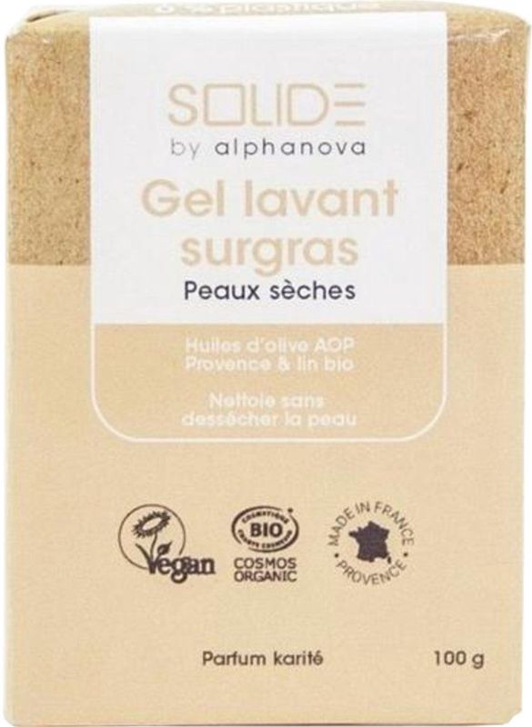 Alphanova - Solide Cleansing Bar - Bio - Droge Huid - Sheabutter - 100 Gram