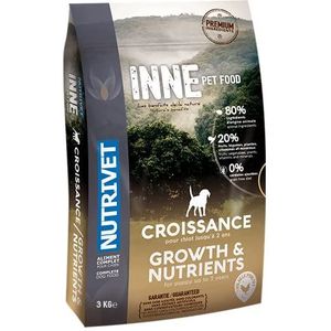 NUTRIVET - INNE Chien CROISSANCE - Puppy - Graanvrije kroketten - Puppy - Kip - 80% dierlijke ingrediënten - 3 kg