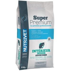 NUTRIVET - Super Premium – kat tegen haarballen, – droog voer zonder tarwe – kat – rijk aan dierlijke eiwitten – 8 kg