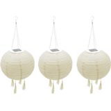 Lumi Jardin 3 stuks zonnelampion Chinese lantaarn beige crème bruiloft party led warm wit diameter 30 cm