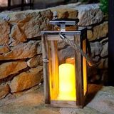 Lumisky Solar lantaarn met handvat H28cm Licht hout Lumi jardin - bruin 3760093542166
