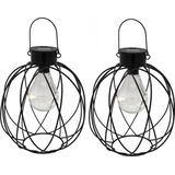 2 stuks zonne-lantaarns, om neer te zetten of op te hangen, micro-led, warmwit, Venus, hoogte 23 cm