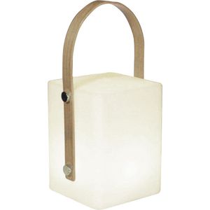 TIKY Snoerloze lantaarn met bamboe handvat - LED warm wit / meerkleurig dimbaar - H27cm