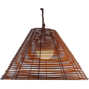 Hanglamp voor onderweg, polyrotan met led-touw, warmwit/wit, dimbaar, hoogte 24 cm