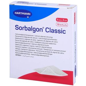 Sorbalgon alginaatverband 5cmx5cm 10 stuks