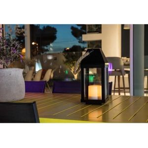 Lumi Garden CHANDELY Decoratieve lantaarn op zonne-energie, warm, led, metaal/kunststof, 0,06 W, zwart, 13,5 x 13,5 x 30,2 cm