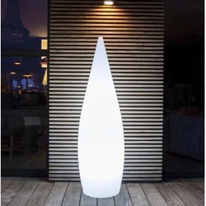 Staande lamp, verlicht, bekabeld, druppelvorm, voor buiten, krachtig, led, wit, hoogte 120 cm, fitting E27