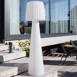 Lumisky Draadloze design vloerlamp LED meerkleurige gegolfde lampenkap dimbaar LADY H110cm met afstandsbediening