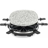 H.Koenig Grill RP85 Raclette 8 personen, natuurstenen bakplaat, 900 W, roestvrij staal, zwart, 8 antiaanbakpannen - zwart Roestvrij staal 3760124951851