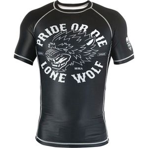 PRIDE or Die Rash Guard Lone Wolf Zwart Wit - XXXL