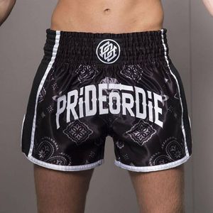 Pride or Die Muay Thai Shorts RISE Zwart Wit