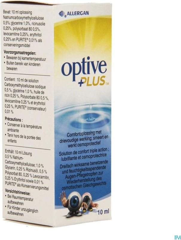 Oogdruppels - Optive Plus - Steriele Multidosisoplossing - Voor Droge Ogen