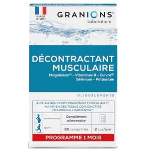 Granions Spierontspanning – 60 tabletten = 1 maand – hulp bij de normale werking van de spieren – magnesium – vitamine B – koper – selenium – kalium – voor iedereen – gemaakt in Frankrijk
