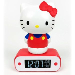 Hello Kitty - Programmeerbare Wekkerradio & LED Lamp - Wit en Rood