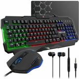 The G-Lab Combo Helium, Gamingset 4 in 1 – Azerty toetsenbord met achtergrondverlichting, gaming-muis 3200 DPI, in-ear hoofdtelefoon, muismat, gamer-pack, PC, PS4, PS5, Xbox One/Serie X