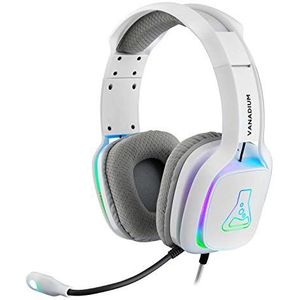THE G-LAB Korp Vanadium Gaming Headset met ultralichte stereo microfoon en 3,5 mm ultra lage stereo jack voor PC/PS4/PS5/Xbox One/Nintendo Switch/Mac/Tablet/Smartphone (wit)