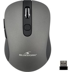 Bluestork - Draadloze Muis - Metaalgrijs - 6 Knoppen - 2,4 GHz - Tot 1600 dpi