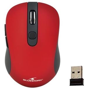 Bluestork - Draadloze Muis - Rood - 2,4 GHz - Optische Sensor 1600 dpi